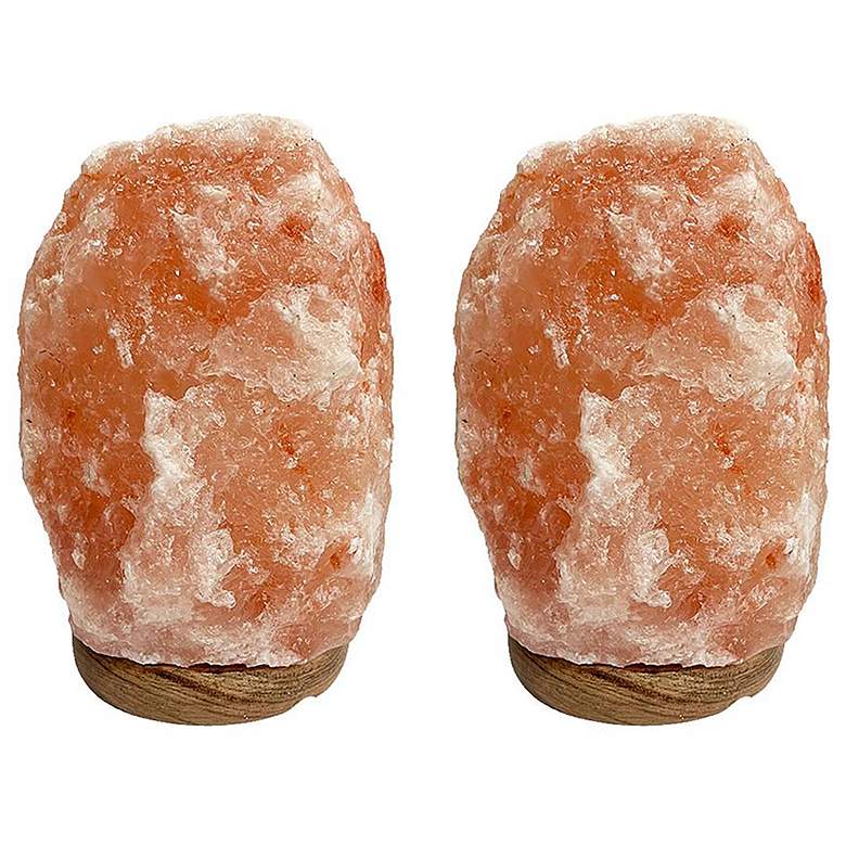 Image 1 Himalayan Salt Lamps with Wooden Base Set of 2 Pink