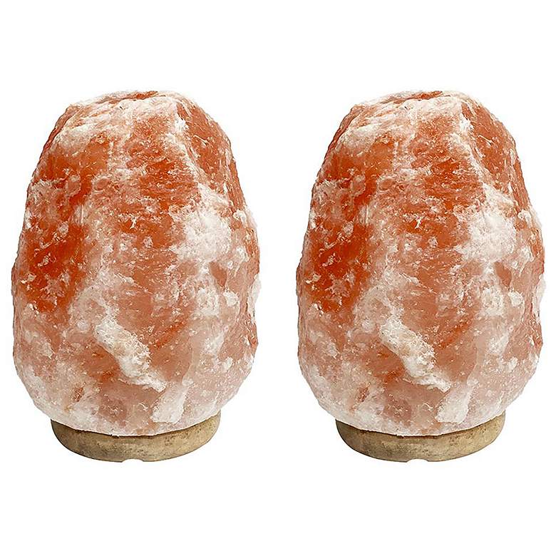 Image 1 Himalayan Salt Lamps with Wooden Base Set of 2 Pink