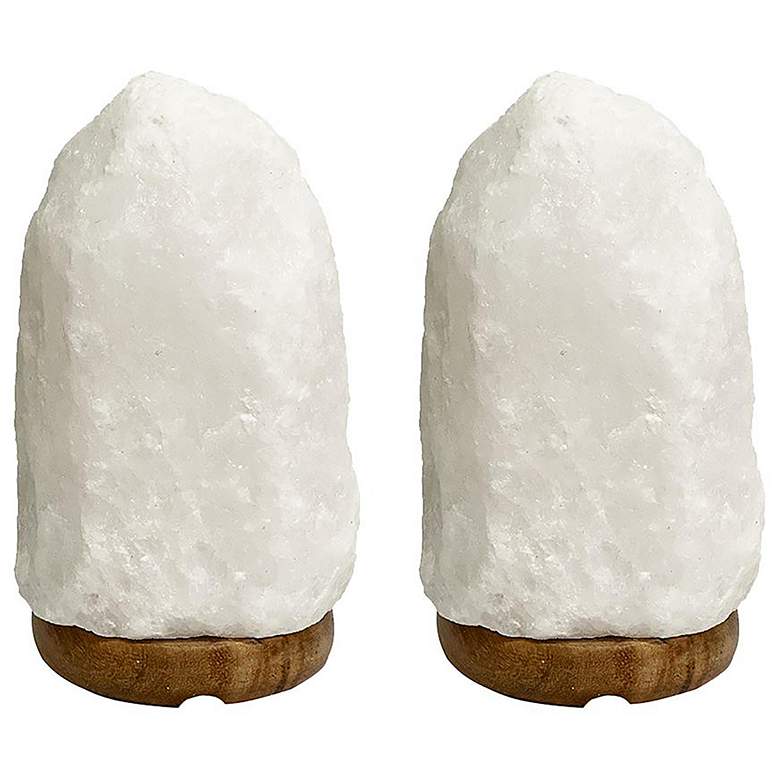 Image 1 Himalayan Salt Lamps with Wooden Base Set of 2 White
