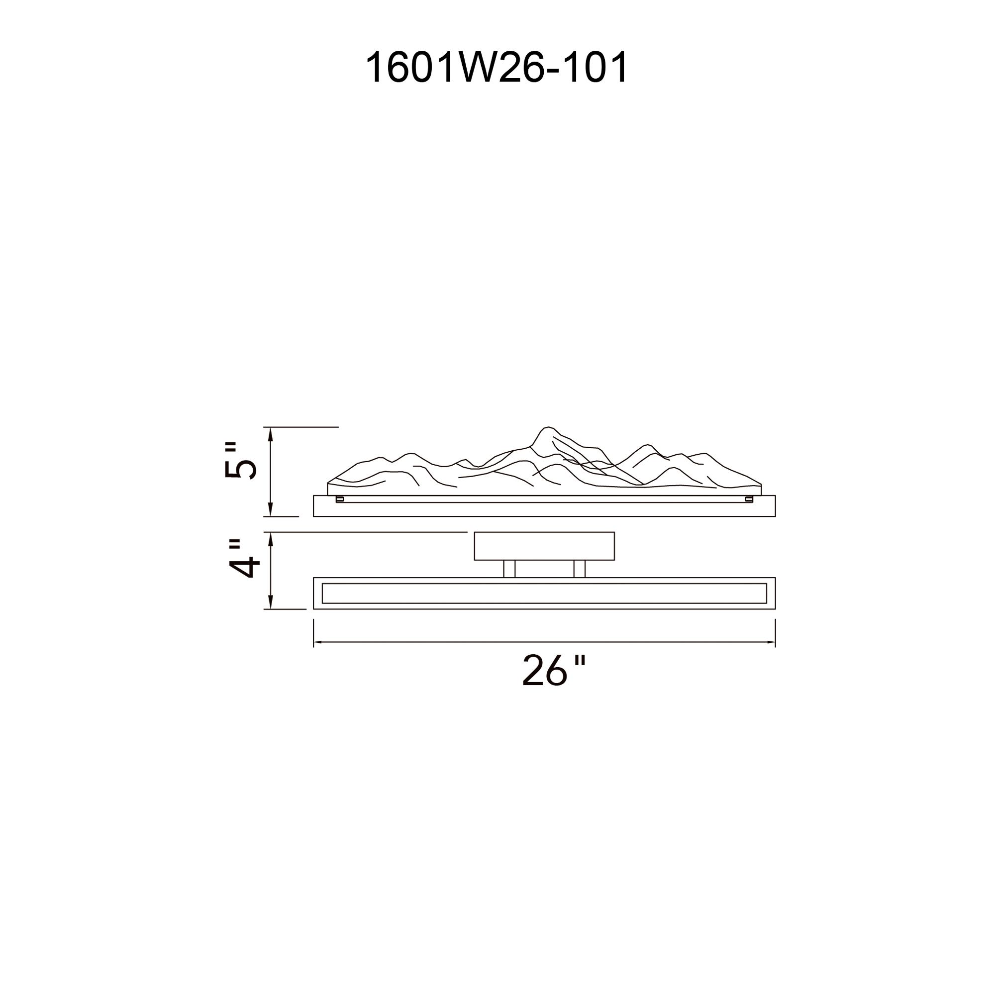 Himalayas 26" Wide Black LED Vanity Bath Light