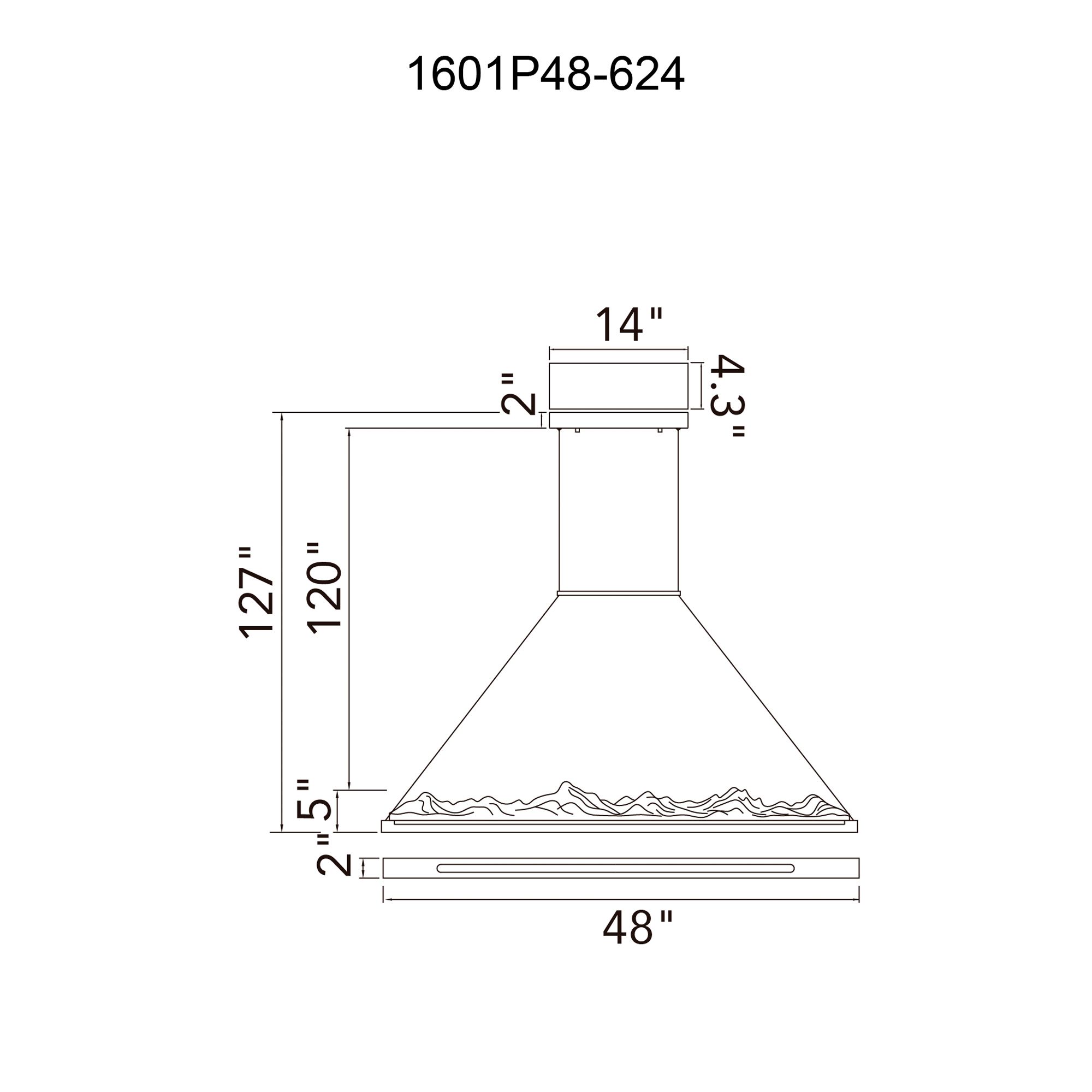 Himalayas 48" Wide Brass LED Linear Pendant