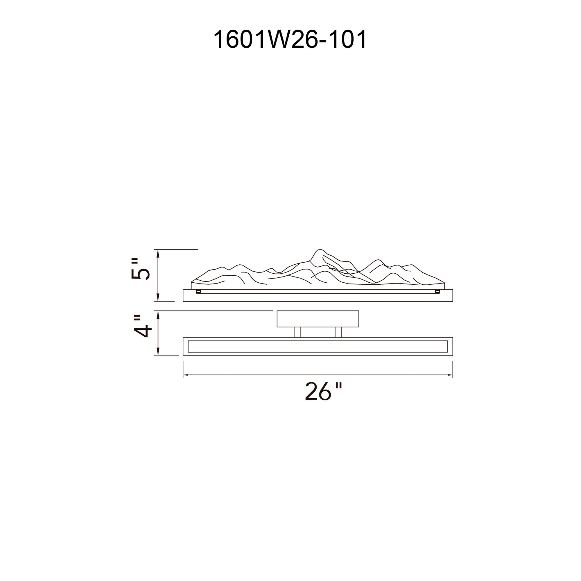 Himalayas Integrated LED 26in Black Vanity Light with Handcrafted Glass