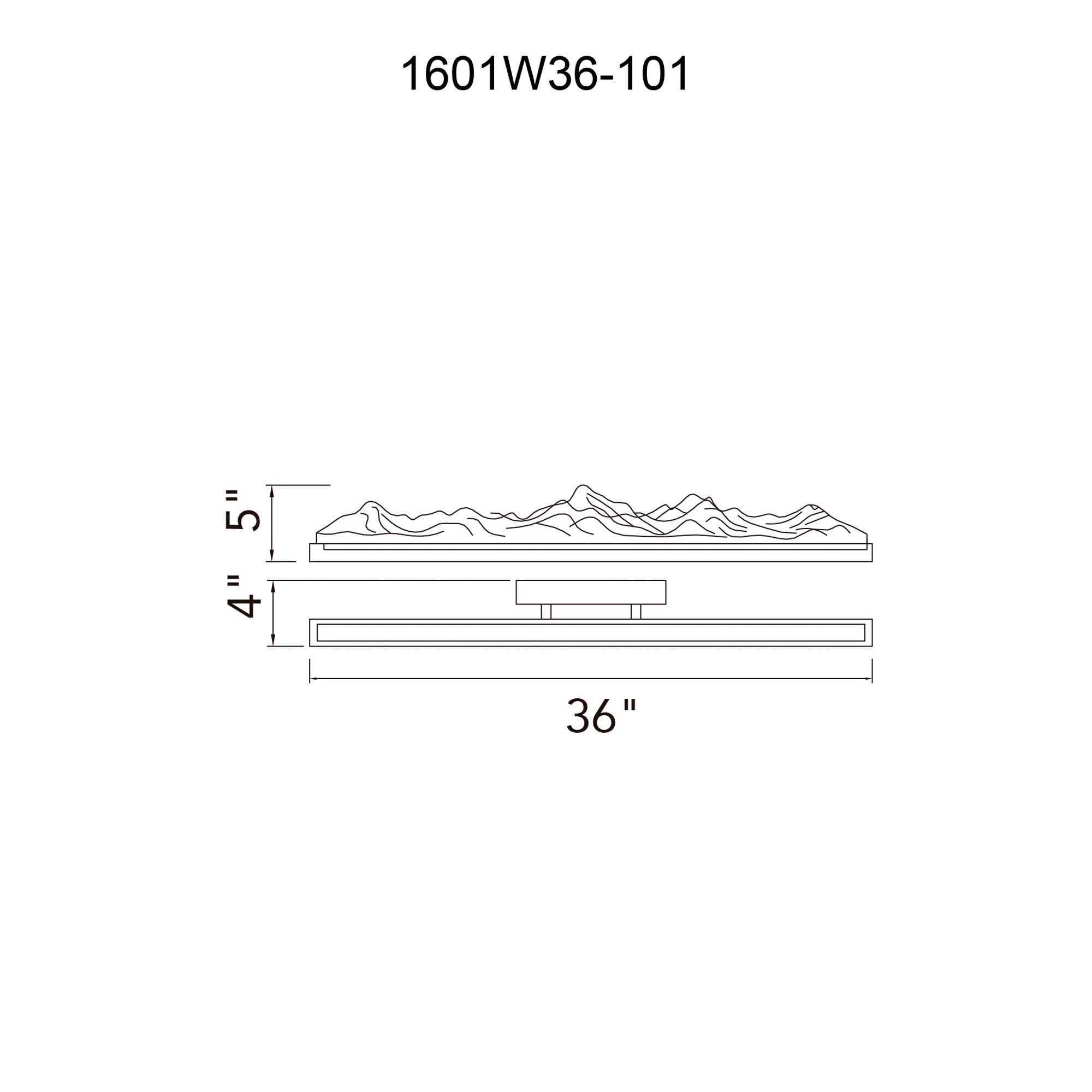 Himalayas Integrated LED 36in Black Vanity Light with Handcrafted Glass