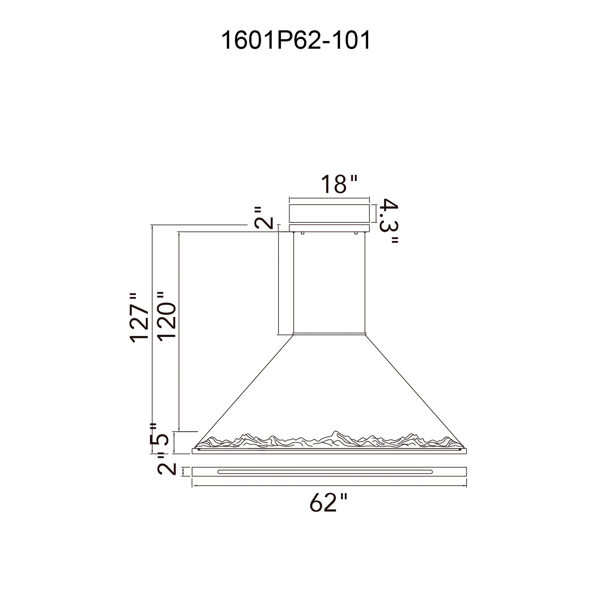 Himalayas Integrated LED 62in Black Chandelier with Handcrafted Glass