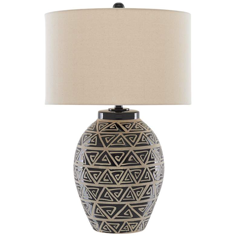 Image 1 Himba Glossy Black and Sand Terracotta Table Lamp