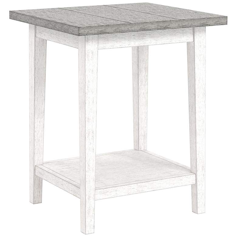 Image 2 Himian 19 3/4 inch Wide Gray Antique White Wood End Table 