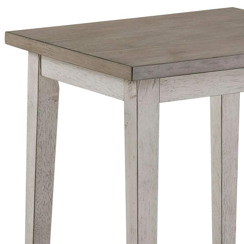 Image 3 Himian 19 3/4 inch Wide Gray Antique White Wood End Table  more views