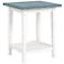 Himian 19 3/4"W Light Green Antique White Wood End Table 