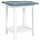 Himian 19 3/4"W Light Green Antique White Wood End Table