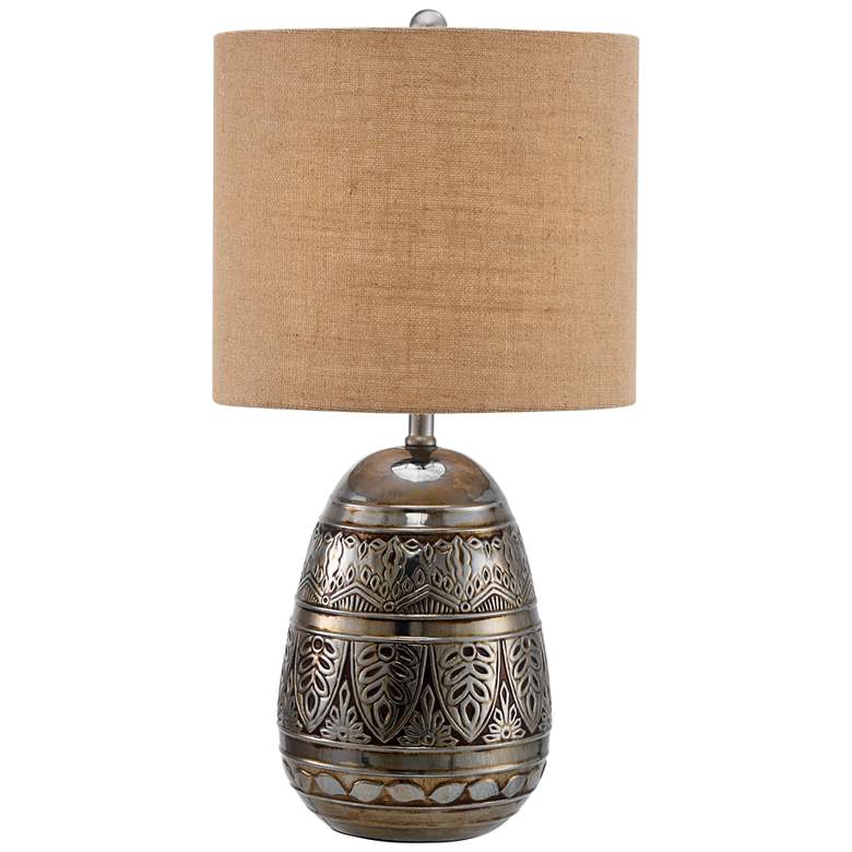 Image 2 Hinata Antique Silver Aged and Bronze Ceramic Table Lamp