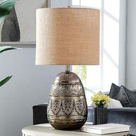 Image1 of Hinata Antique Silver Aged and Bronze Ceramic Table Lamp