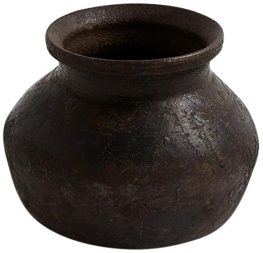 Image 2 Hindi Flat Dark Brown 5 1/2" High Decorative Clay Pot