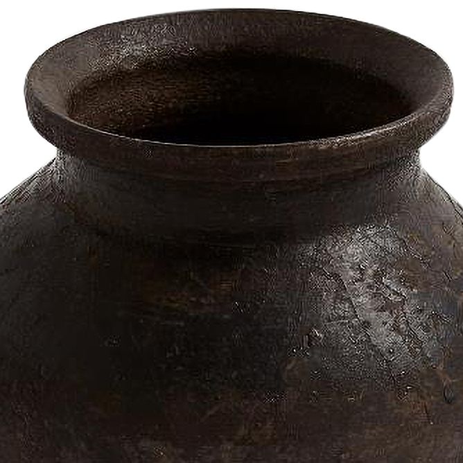 Image 3 Hindi Flat Dark Brown 5 1/2" High Decorative Clay Pot more views