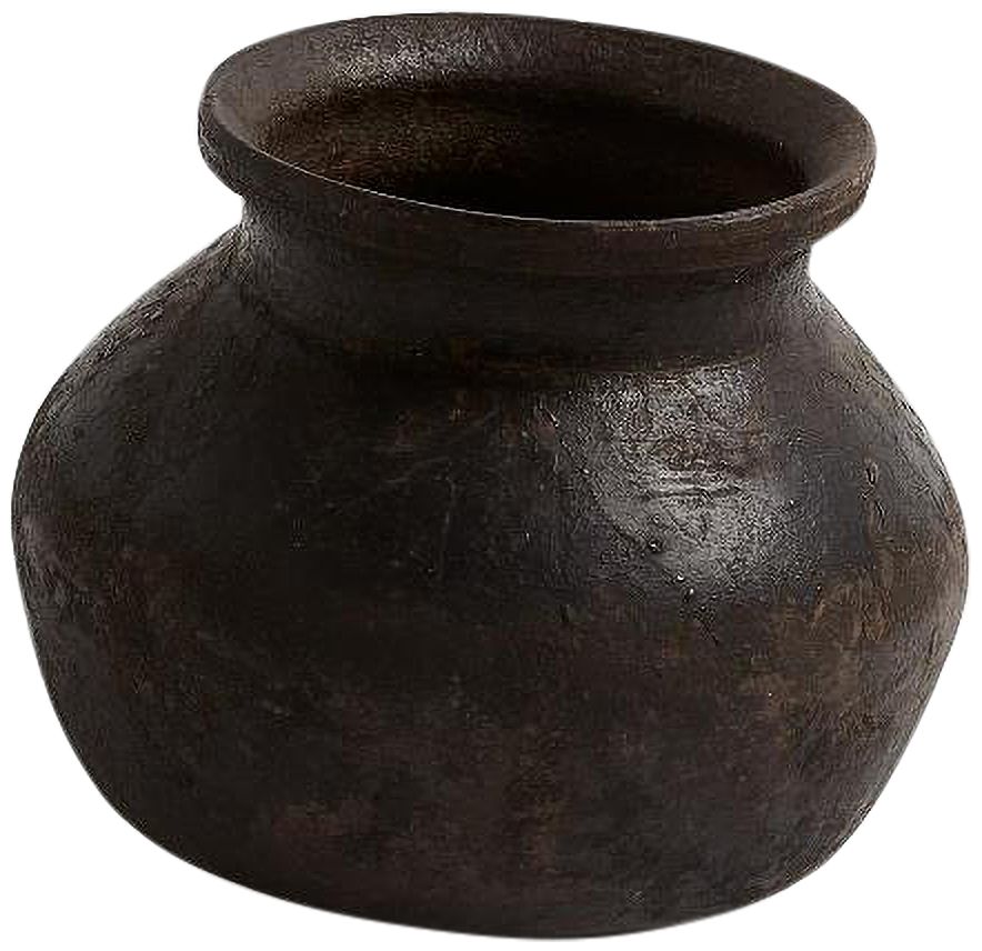 Image 4 Hindi Flat Dark Brown 5 1/2" High Decorative Clay Pot more views