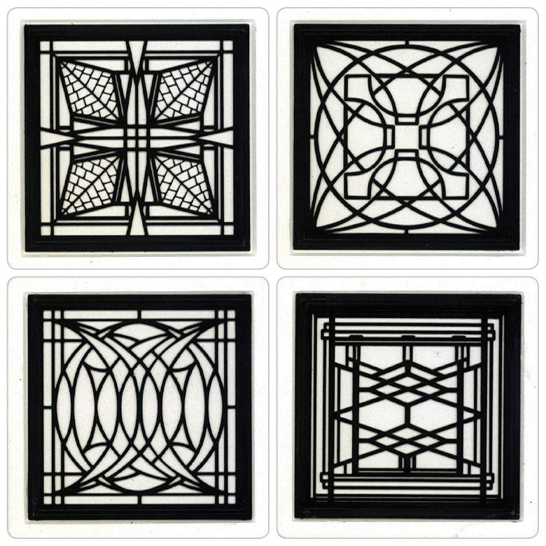 Image 1 Hindostone Set of 4 Architectural Metal Inserts Coasters