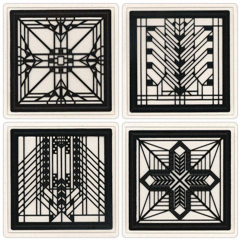 Image 1 Hindostone Set of 4 Art I Glass Metal Inserts Coasters