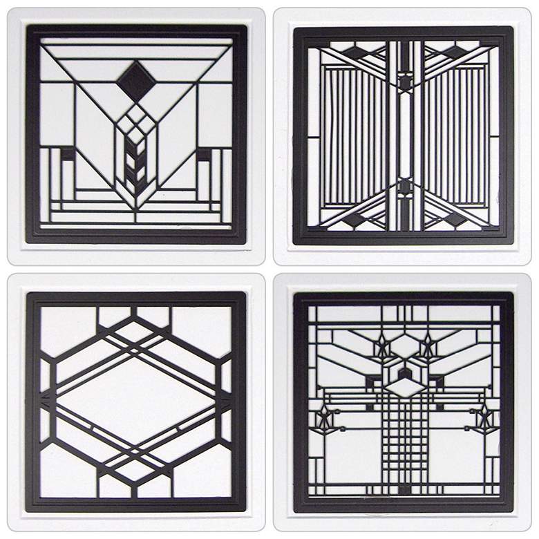 Image 1 Hindostone Set of 4 Art II Glass Metal Inserts Coasters