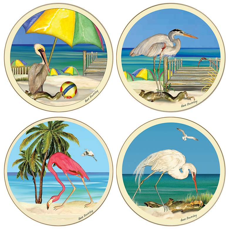 Image 1 Hindostone Set of 4 Beach Birds Coasters
