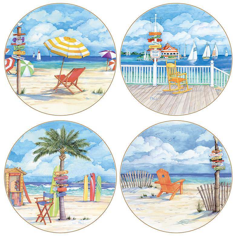 Image 1 Hindostone Set of 4 Beach Signs Coasters