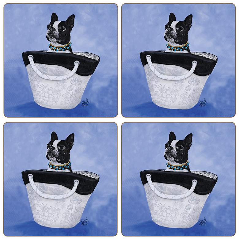 Image 1 Hindostone Set of 4 Boston Terrier Coasters