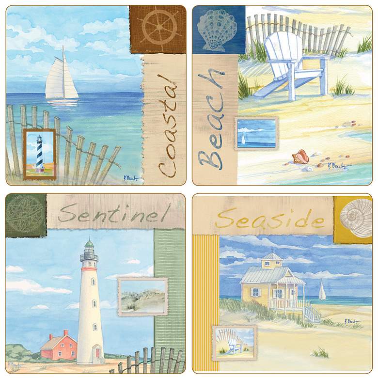 Image 1 Hindostone Set of 4 Coastal Collage Coasters