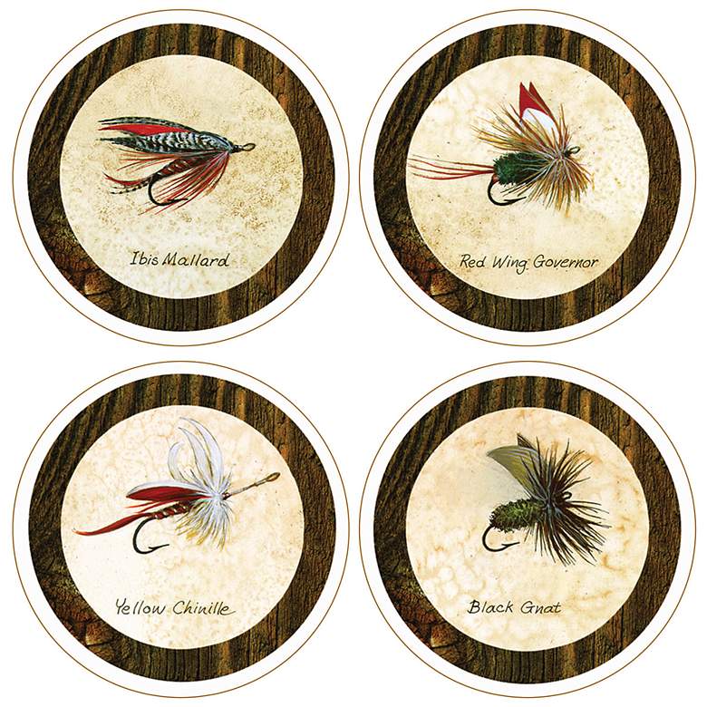 Image 1 Hindostone Set of 4 Fishing Flies Coasters