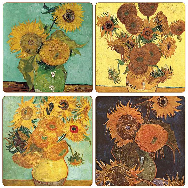 Image 1 Hindostone Set of 4 Van Gogh Sunflowers Coasters