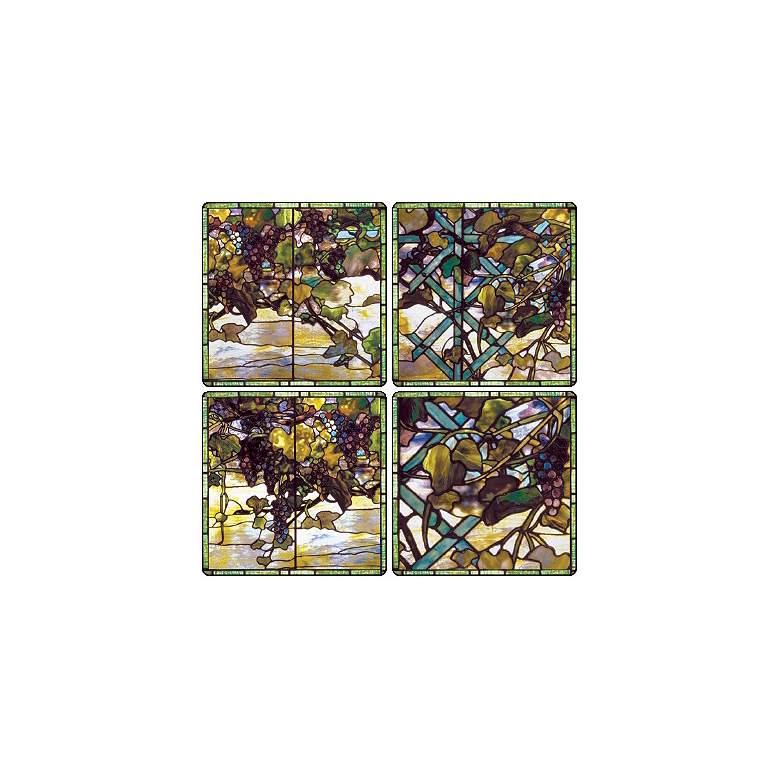 Image 1 Hindostone Set of Four Tiffany Stained Glass Window Coasters
