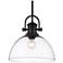 Hines 13 1/2" Wide 1-Light Matte Black Pendant With Clear Glass