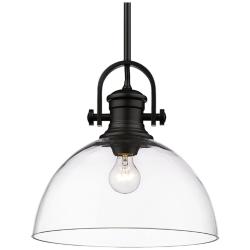 Hines 13 1/2&quot; Wide 1-Light Matte Black Pendant With Clear Glass