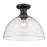 2_Hines 13 1/2" Wide 1-Light Semi-Flush in Matte Black with Seeded Glass more views