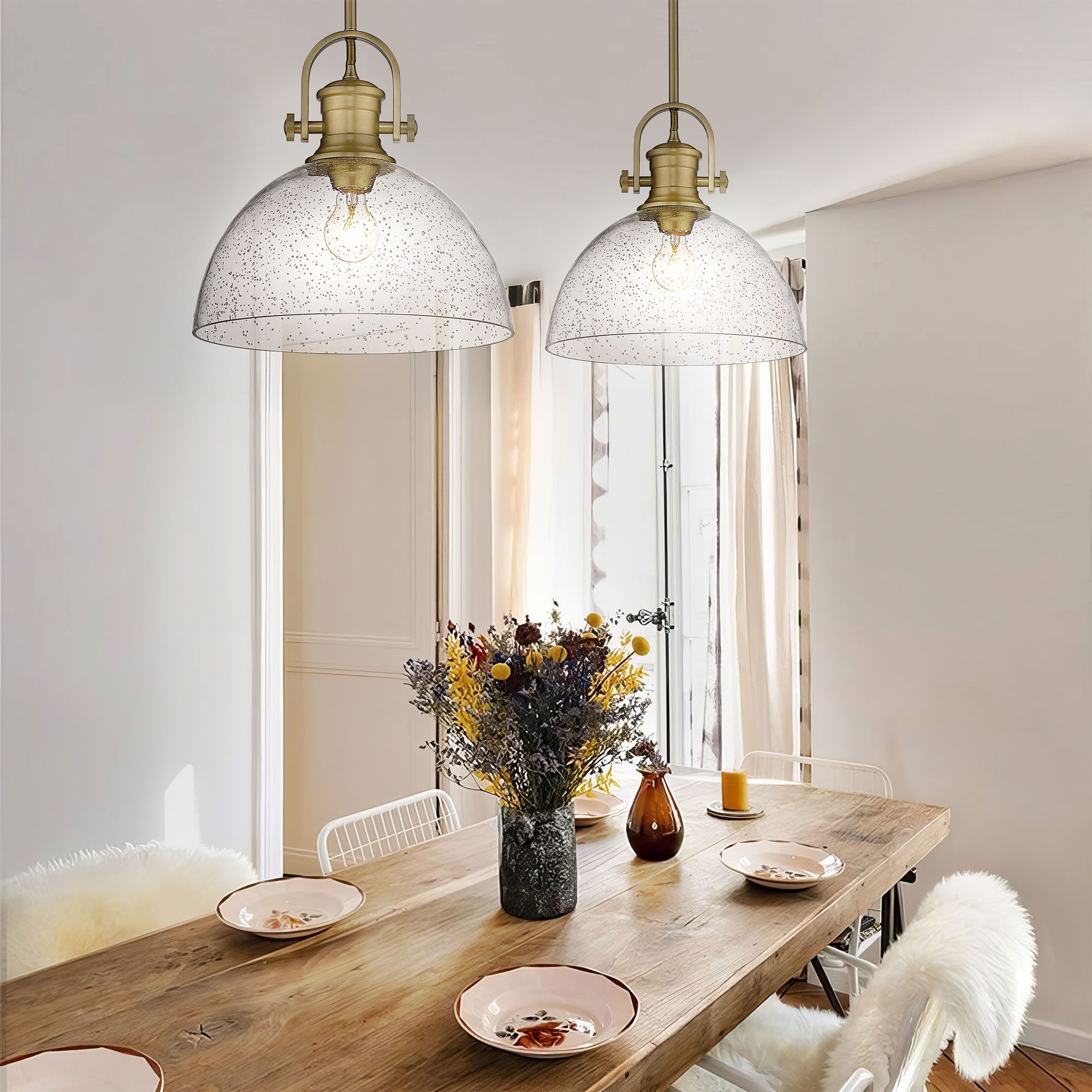 Hines 13 1/2" Wide Brushed Champagne Bronze Pendant Light 464Y1