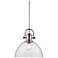 Hines 13 1/2" Wide Chrome 1-Light Pendant With Seeded Glass