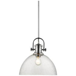 Hines 13 1/2&quot; Wide Chrome 1-Light Pendant With Seeded Glass