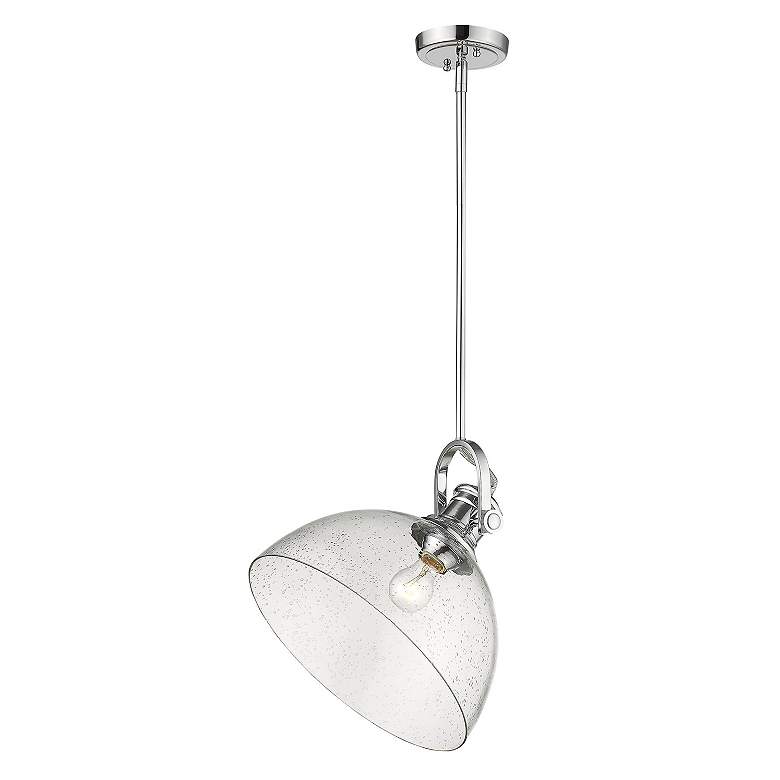 Image 2 Hines 13 1/2" Wide Chrome 1-Light Pendant With Seeded Glass more views