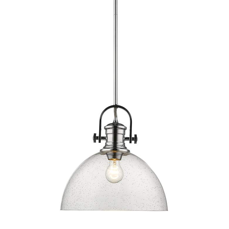 Image 3 Hines 13 1/2" Wide Chrome 1-Light Pendant With Seeded Glass more views