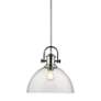3_Hines 13 1/2" Wide Chrome 1-Light Pendant With Seeded Glass more views