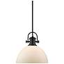 Hines 13 1/2" Wide Matte Black 1-Light Pendant With Opal Glass