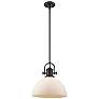 1_Hines 13 1/2" Wide Matte Black Pendant Light w/ Opal Glass