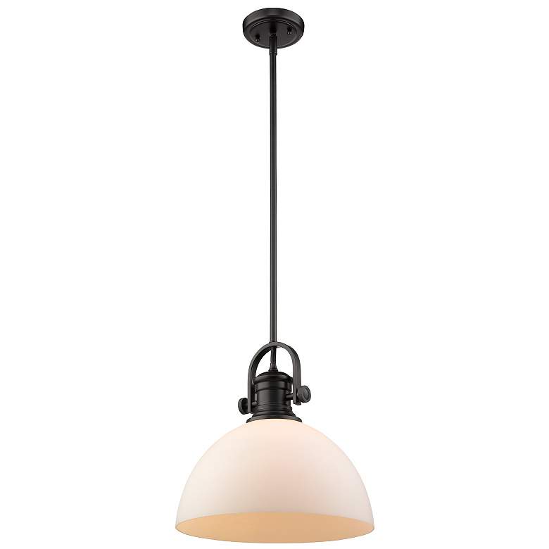 Image 3 Hines 13 1/2" Wide Matte Black Pendant Light w/ Opal Glass more views