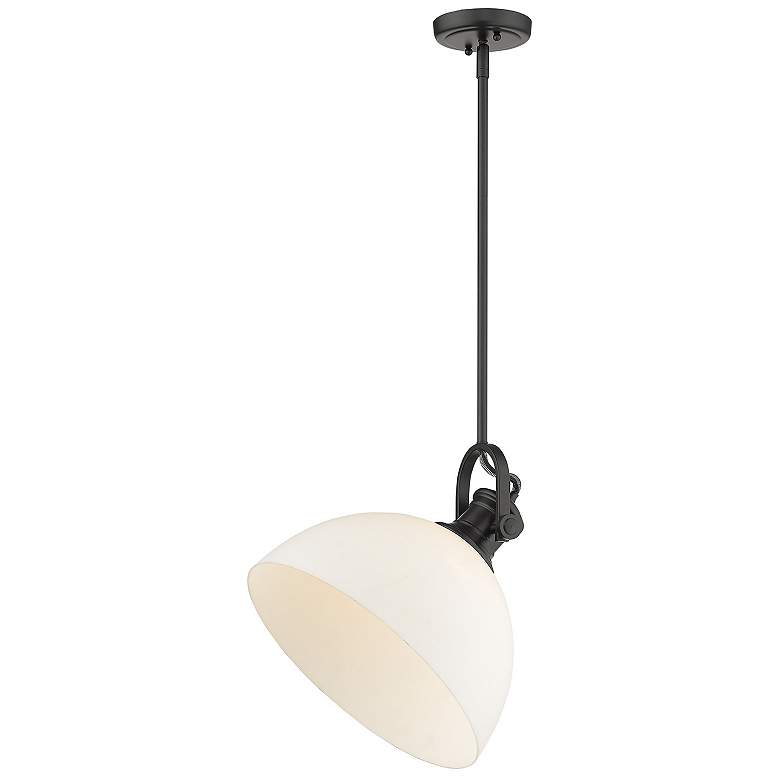 Image 4 Hines 13 1/2" Wide Matte Black Pendant Light w/ Opal Glass more views