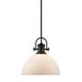 4_Hines 13 1/2" Wide Matte Black Pendant Light w/ Opal Glass more views