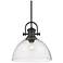 Hines 13 1/2" Wide Pendant in Rubbed Bronze with Seeded Glass