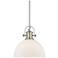 Hines 13 1/2" Wide Pewter 1-Light Pendant With Opal Glass