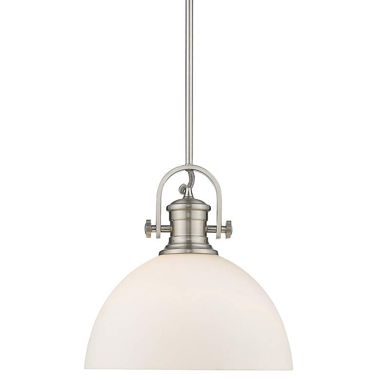 Image 1 Hines 13 1/2"W Pewter Opal Glass Dome Pendant Light