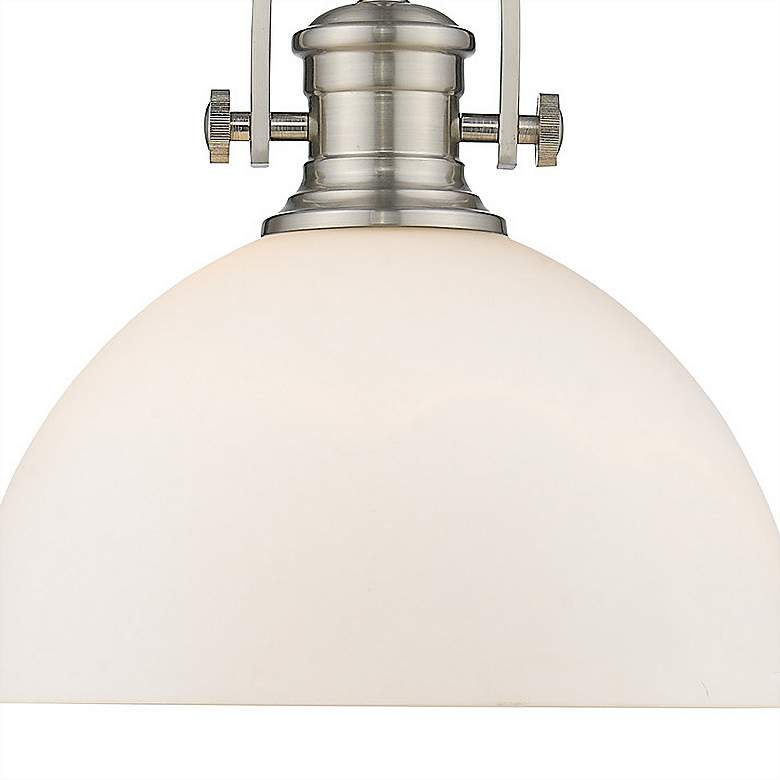 Image 2 Hines 13 1/2"W Pewter Opal Glass Dome Pendant Light more views