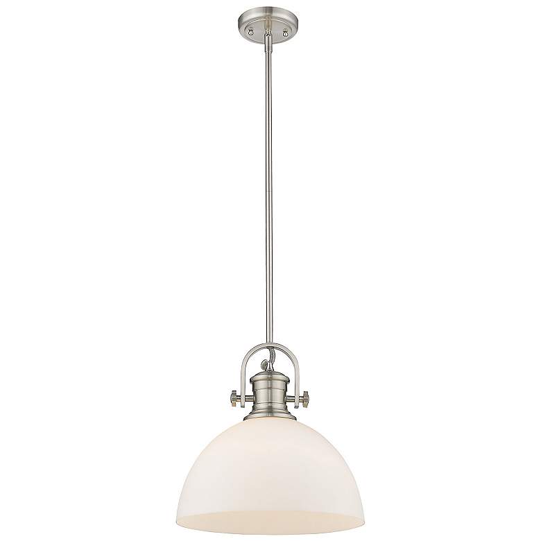 Image 3 Hines 13 1/2"W Pewter Opal Glass Dome Pendant Light more views