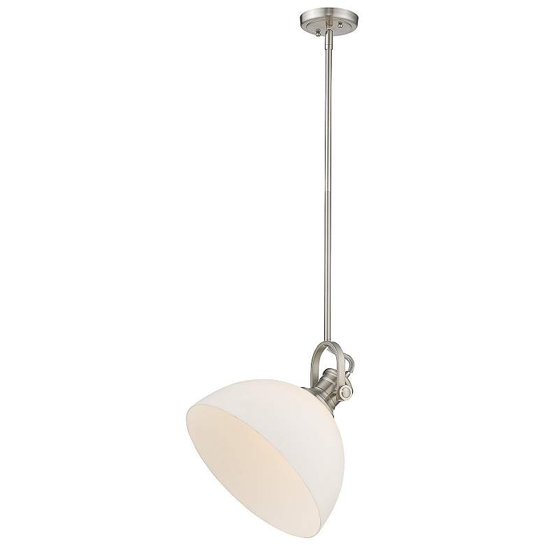 Image 4 Hines 13 1/2"W Pewter Opal Glass Dome Pendant Light more views