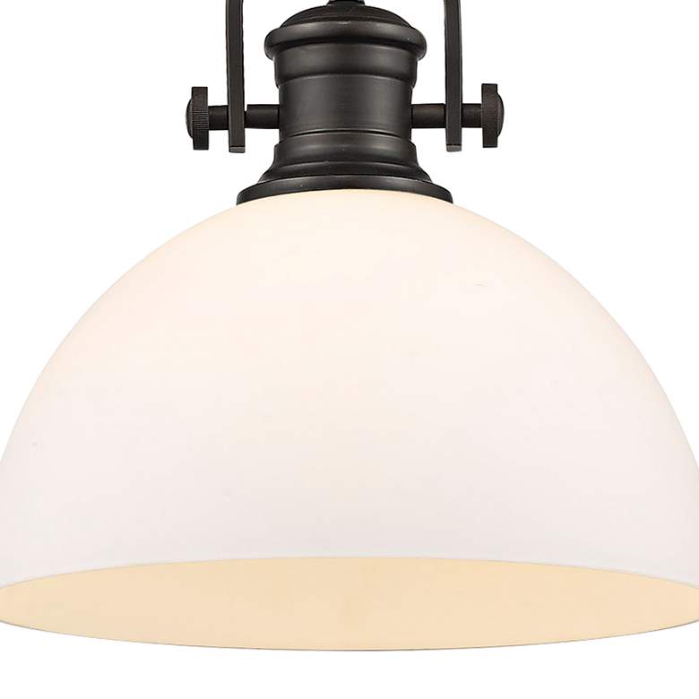 Image 2 Hines 13 1/2"W Rubbed Bronze Pendant Light with Opal Glass more views