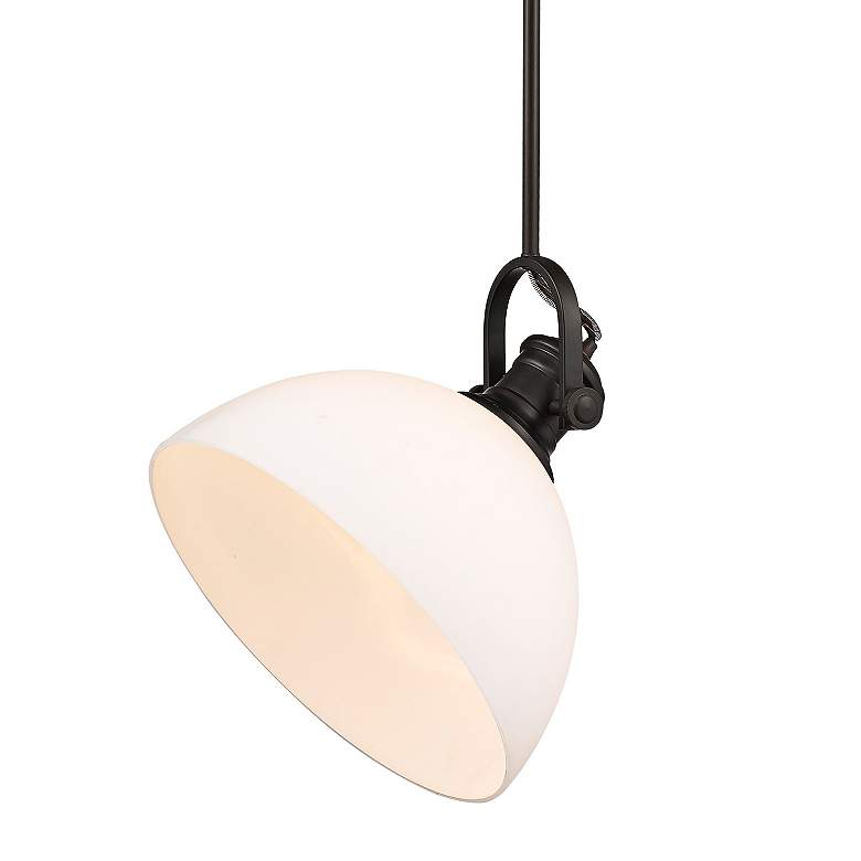 Image 3 Hines 13 1/2"W Rubbed Bronze Pendant Light with Opal Glass more views